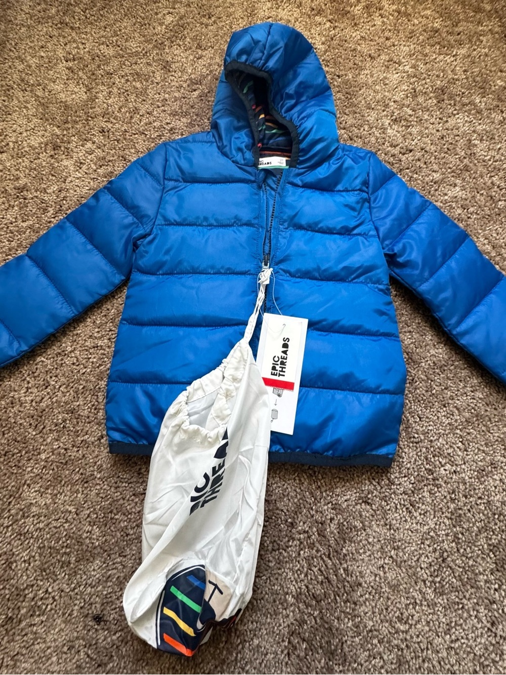 Epic Threads Kids Blue Puffer Jacket with Hood. 2T. NWT.
